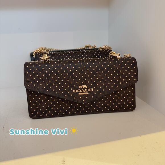 Coach Handbags - NWT Coach Klare Envelope Crossbody Bag Signature Rivets Gold/Walnut/Black CDB22